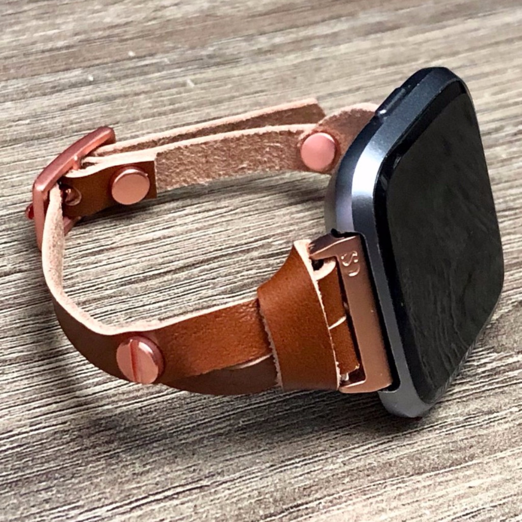 Brown Leather Versa Lite Rose Gold Slim Bracelet